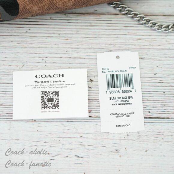 NWT Coach CY746 Slim Crossbody Bag In Signature Canvas With Bow Print - Picture 10 of 11